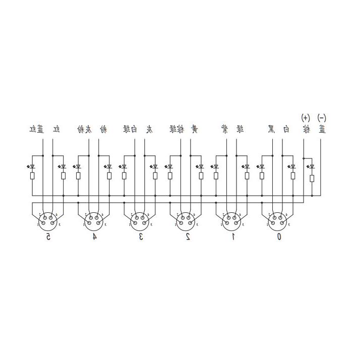 M8分线盒、双通道、PNP、6端口一体式、带LED、PUR柔性电缆、黑色护套、23P641-XXX